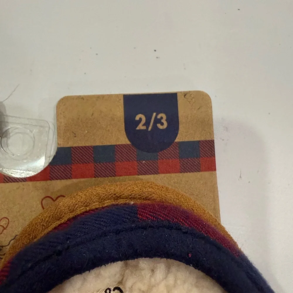 Dearfoams Plaid Slippers with Bear Ears 2/3 New